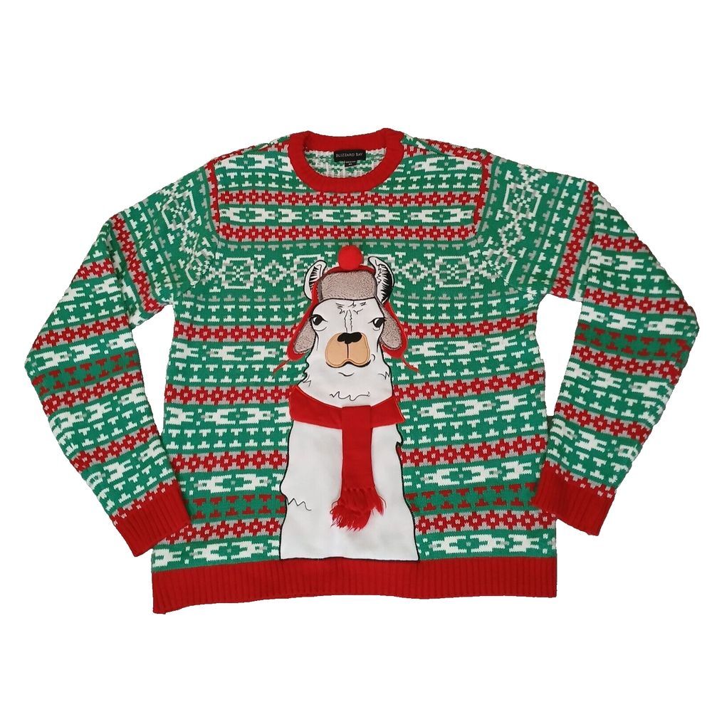 Blizzard Bay No Drama Hunting Hat Llama Ugly Christmas Sweater‎ Mens Size XL